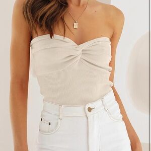 NWT Cream Strapless Crop Top